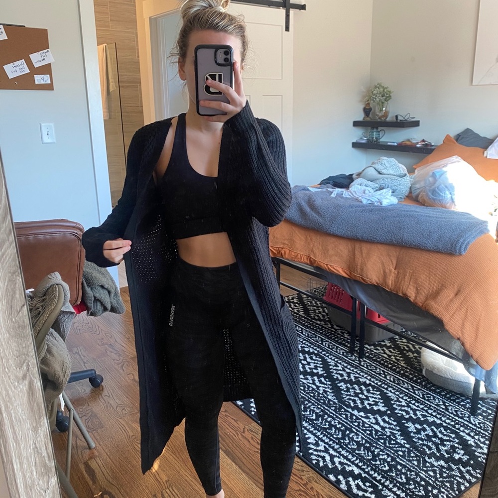 Long black cardigan